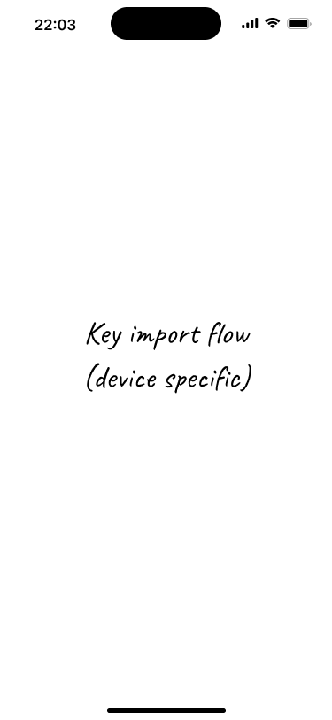 Placeholder screen representing the user flow for importing the public key from a hardware wallet.